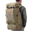 60L Large Military Bag Canvas Backpack Tactical Bags Camping Hiking Rucksack Army Mochila Tactica Travel Molle Men Outdoor Bags G220308