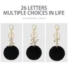 Sleutelhangers Mode Brief Sleutelhanger Trendy Creatieve Zwarte Pluis 26 Engels Initial Diamond Handtas Sleutelhanger Accessoires Voor Women219E