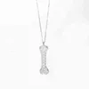 925 Sterling Silver Dog A Bone Necklace for Women Niche Light Zircon Clavicle Chain Party Accessories