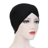 Beanie/Skull Caps Women Turban Hat Stretchy Cross Head Wrap Solid Color Muslim Scarf Fashion Bandana India Cap Hair Accessories1 Eger22