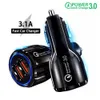 QC3.0 Quick Charger Adapter Dual USB Car Charger Snabbladdning 5V 3.1A Adapter för Samsung Universal -telefoner