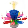 Aggiorna la candela rotante multicolore per torta di loto, candela musicale elettronica, decorazione per torta nuziale di compleanno, per feste regalo per bambini fai da te