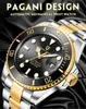 Pagani 디자인 두 톤 블랙 세라믹 베젤 시계 다이브 시계 자동 기계 운동 남자 스테인레스 스틸 방수 손목 시계