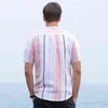 100% Pure Linen Striped Shirts For Men Short Sleeve Casual Stand Collar Hemp Shirts Man Summer Fashion Breathable Tops G0105