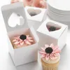 Cupcake kutusu ile kalp şeklinde pencere pvc cupcake puding kutuları kek hediye favor kutuları düğün parti kaynağı