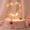 Ny 1PC hjärtform LED Pearl Cake Toppers Baby Happy Birthday Wedding Cupcakes Party Cake Decorating Tool Y200618314N