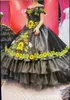 modeste 2022 Tournesols Brodé Quinceanera Robes Charro Style De L'épaule Mexicaine Douce 15 Filles Robe De Soirée De Bal Douce 16 Fille