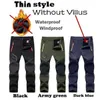 Men's Pants Winter Fleece Warm Oversized Outdoor Hiking Camping Sports Trousers Casual Soft Waterproof Cargo Pants Plus Size H1223