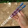 Theone Balisong BM40バタフライトレーナートレーニングジルトナイフパープルチタンアークアンエンスイング紫色のスイングは鋭いブッシュシステムBM42 BM43 BM46 BM51 UT85 UT88