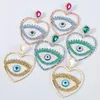 Stud llegadas marca de moda gran corazón ahueca hacia fuera el ojo incrustaciones Multicolor AB pendientes de cristal para mujeres niñas joyería de moda