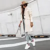 Women's Wool & Blends 2021 Elegant Fashion Women Long Coat Single-breasted Design Sleeve Solid Color Turn-down Collar Warm Cardigan Top