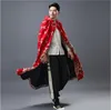 Oriental Dragon Gedrukt Pluche Cape Lente Herfst Chinese Stijl Kleding Hennep Katoen Cloack Oud Kostuum voor Overseas Aziatisch