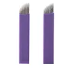 50ピースタトゥーニードルアクセサリー永久化粧滅菌紫色14/18ピン眉毛のための新しい製品マイクロブレードブレード