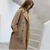 Desligue mulheres casaco de lã print elegante elegante jaqueta de lã mulheres outono casaco casaco feminino 201103
