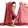 25 couleurs mode mousseline à bulles unie avec boutons pratique Hijab Wrap solide musulman Hijabs écharpe Turbanet foulard
