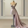 Short Evening Dress Mermaid 2021 Sheer Neck Exquisite Beading Sequins Appliqued Cocktail Party Gowns Arabic Formal Wear