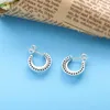 New 925 Sterling Silver Earrings Shiny Double Ring Interlaced Romantic Earrings Suitable For Original European Female Jewelry5049537