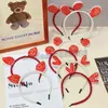 Diademas de felpa con orejas de cervatillo y oso rojo para niñas