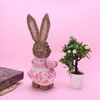 OOTDTY 14 styles paille artificielle lapin mignon lapin debout avec carotte décoration de jardin de maison fournitures de fête à thème de Pâques 220210