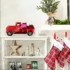 OurWarm Camion in metallo rosso vintage con ruota mobile Regali per bambini Ornamento da tavolo Decorazione natalizia rustica per la casa 201203