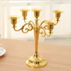 Wholesale Silver Gold Black Bronze Metal Candle Holder 5 arms 3 Stand Wedding stick Candelabra Drop LJ201018