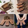 Valentine's Day Present Luxury Wooden Keychain High Quality Blanks Wood Key Chain Straps Walnut Leather keychains