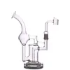 8-Zoll-Mini-Dab-Rigs-Glas-Öl-Rigs-Recycler-Bong-Doppelfass-Perkolator-Rauchwasserpfeife mit 14-mm-Verbindungsglas-Ölbrennerrohr