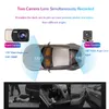 Bil DVR 4 tum Auto Camera Dual Lens FHD 1080p Dash Cam Video Recorder med bakifrån Kamera Registrator Natt Vision DVR