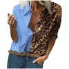 Leopard Patchwork Blouse Popular Tops S-5XL Women Casual V Neck Long Sleeve Female Spring Fall Spliced blusas de mujer y camisas