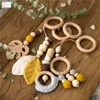 Bite Bites /set Wood Baby Toys 0-12 Months Play Gym Rattles Music Toddler Mobile Bed Bell Educational Toys For Baby Teether LJ201124