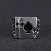 Creatieve 18K Wit Vergulde Cool Black Emaille Poker Ring voor Mannen Vrouwen Sieraden Ringen voor Vriendje vader Leuk Cadeau Accessoire
