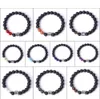 Chien patte énergie pierre 7 Chakras bracelet 8 MM noir pierre de lave perles Bracelets Stretch Yoga bijoux pour femmes hommes cadeau