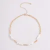 Nya minimalistiska barock oregelbundna pärlor choker halsband för kvinnor vintage punk guld färg halsband par kvinnliga smycken