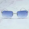 2022 Fabriks grossist högkvalitativ lyx metall män Rimless vintage sol nyanser glasögon skyddar dekoration trending produkt