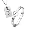 Stainless Steel Love Heart Lock Bracelets Key Pendant Necklace Set Valentine's Day Gift Jewelry Sets HH21-11