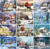 Diamant peinture hiver cheval point de croix diamant mosaïque paysage photo strass perle broderie Kits décoration murale