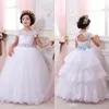 New First Communion Dresses For Girls Lace Flower Girl Dresses Open Back White Girls Pageant Dresses Little Girls Evening Gowns
