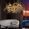 Moderne luxe aluminium kroonluchter licht LED goud gebogen boomtak hangende lamp art deco woonkamer eettafel villa home