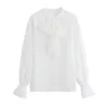 Mode Meisje Shirt Lange Mouw Boog Chiffon Dames Blouse 2021 Nieuwe Chiffon Shirt Casual Elegant Dames Shirt