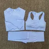 . -Womens Cotton Yoga Suit Gym Sportwear Tracksuits Fitness Sport Three مجموعة 3 سروال صدرية قمصان طماق 011552441