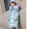ダウンコート2022冬の光沢のあるジャケットの女の子のフード付き暖かい子供5~14歳の子供10代コットンパーカーアウターウェア