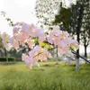 100cmの偽の桜の咲く木4フォークさくらの枝造花の絹の結婚式の背景壁の装飾花