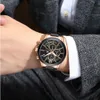 Minifocus Rose Gold Quartz Watch Waterproof Chronograph Clock rostfritt stål Strap Fashion Dress Mens Watches Top Brand Luxury2726