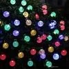 Luci a stringa a LED ad energia solare 30 lampadine Sfera di cristallo impermeabile Stringa natalizia Campeggio Illuminazione esterna Festa in giardino 8 modalità 6,5 m