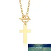 Toggle Locked Stainless Steel Gold Link Chain Women Cross Pendant Necklace Charm Gifts