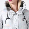 Winter Jacket Women Silver Holographic Glitter Plus Size Long Women's Winter Coat Hooded Thick Down Jacket Parka 201127