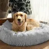 Lits de chien en peluche ronds longs pour grands chiens Produits pour animaux de compagnie Coussin Super doux moelleux confortable tapis de chat fournitures accessoires 201119