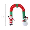 2,4 m de haut de Noël gonflable Archway Yards Arch avec Père Noël Bonhomme de neige Décorations de fête de Noël pour la porte de la maison Décor du Nouvel An 201204