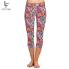 Letfind Mode Kvinnor Casual Leggings High Waist 3D Cashew Flowers Digital Print Plus Size Mid-Calf 3/4 Stretch 211221