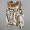 Brand Women Genuine Real Rabbit Fur Coat Lady Winter Warm Real Rabbit Fur Jacket Natural Color Real Rabbit Fur Overcoat 201207